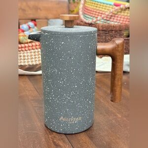 POLIVIAR French Press Coffee Wood Handle Double Insulation Stainless Steel